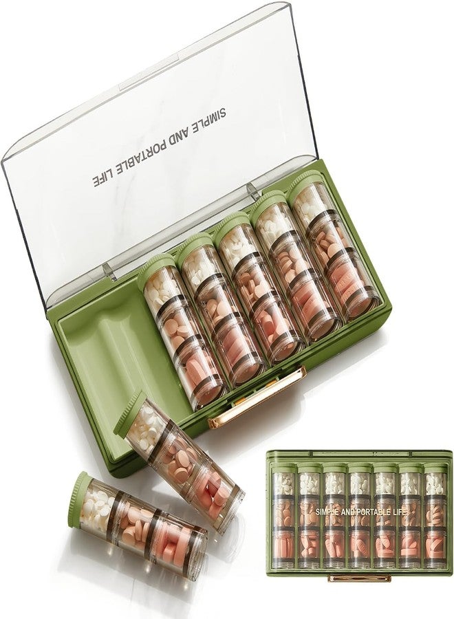 Cyrox منظم حبوب كبير من سيروكس، 7 أيام، 3 مرات في اليوم، منظم أقراص، تخزين أدوية، منظم أدوية، علبة جرعات، علبة حبوب يومية وأسبوعية لزيت السمك/الفيتامينات - Image 1